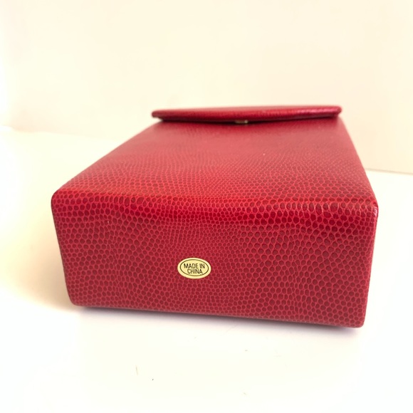 Wolf Vintage Jewelry Case Red Leather. With Box. & Removable Mini Case. Unused - Picture 4 of 9